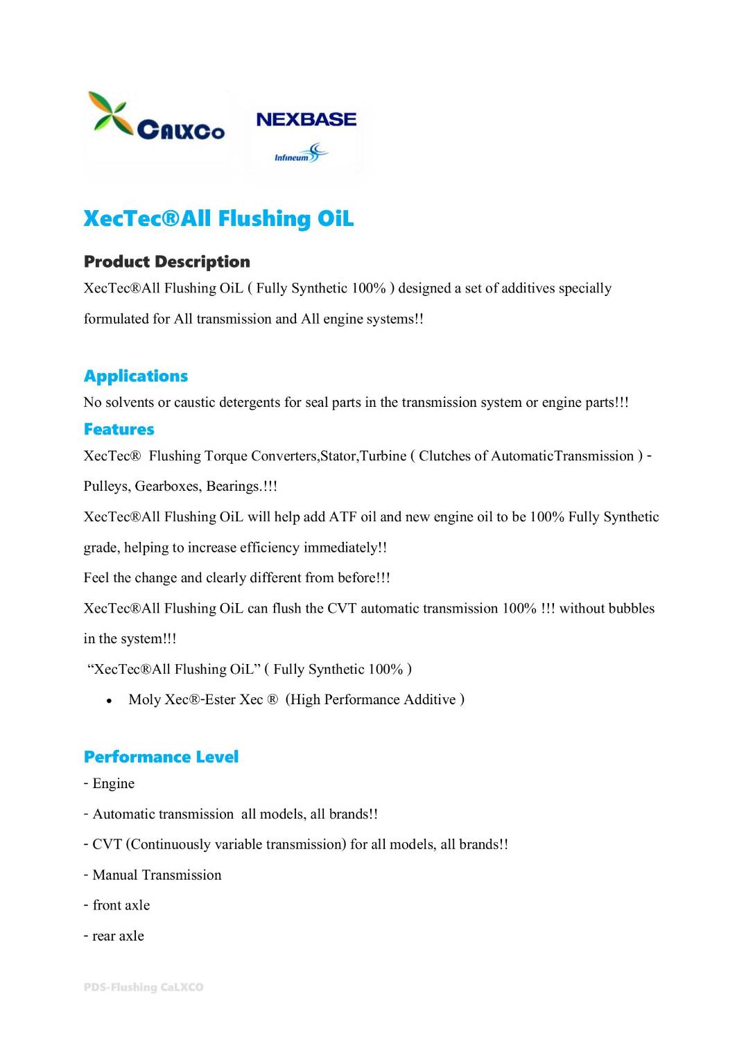 XecTec® All Flushing OiL @20 ลิตร