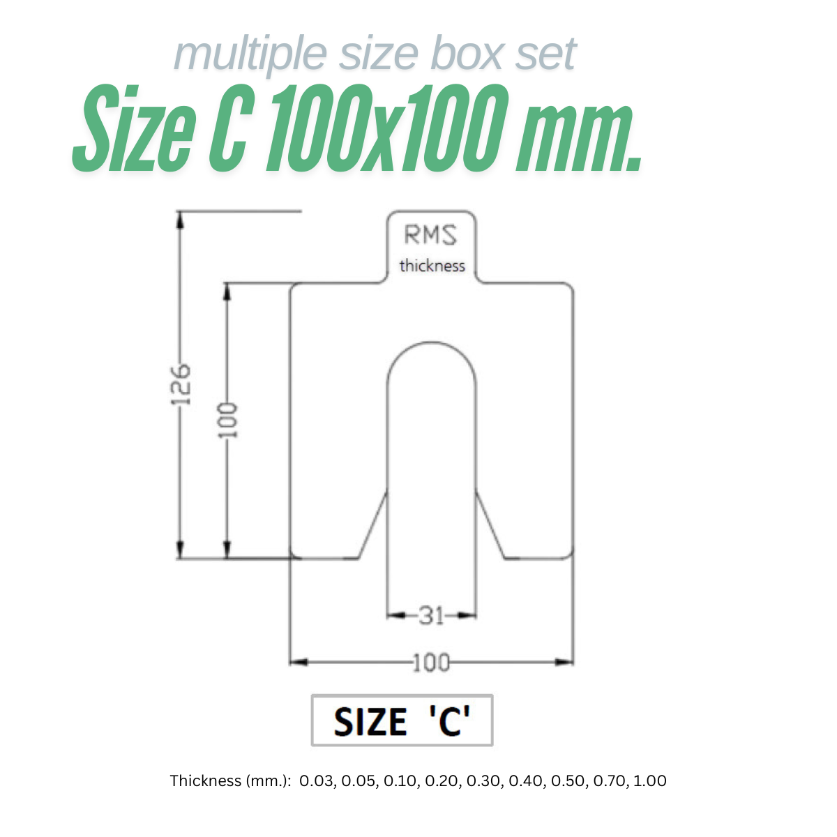 แผ่นชิมปรับระดับเครื่องจักร RMS SHIM-DEE ขนาด C | Professional Stainless Steel Shim 100x100 มม. รู 31 มม. | งานวิศวกรรมแม่นยำ