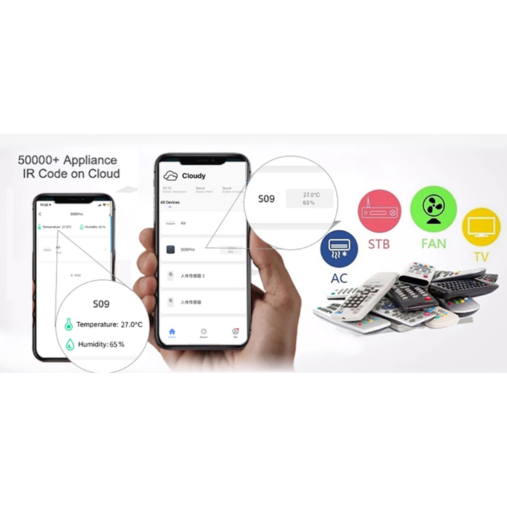 Tuya(ทูย่า) Tuya XSQ-9 S09 มีหน้าจอ IR Universal Remote Control อุปกรณ์ควบคุมรีโมท IR เช่น แอร์ ทีวี รองรับ Alexa, Google