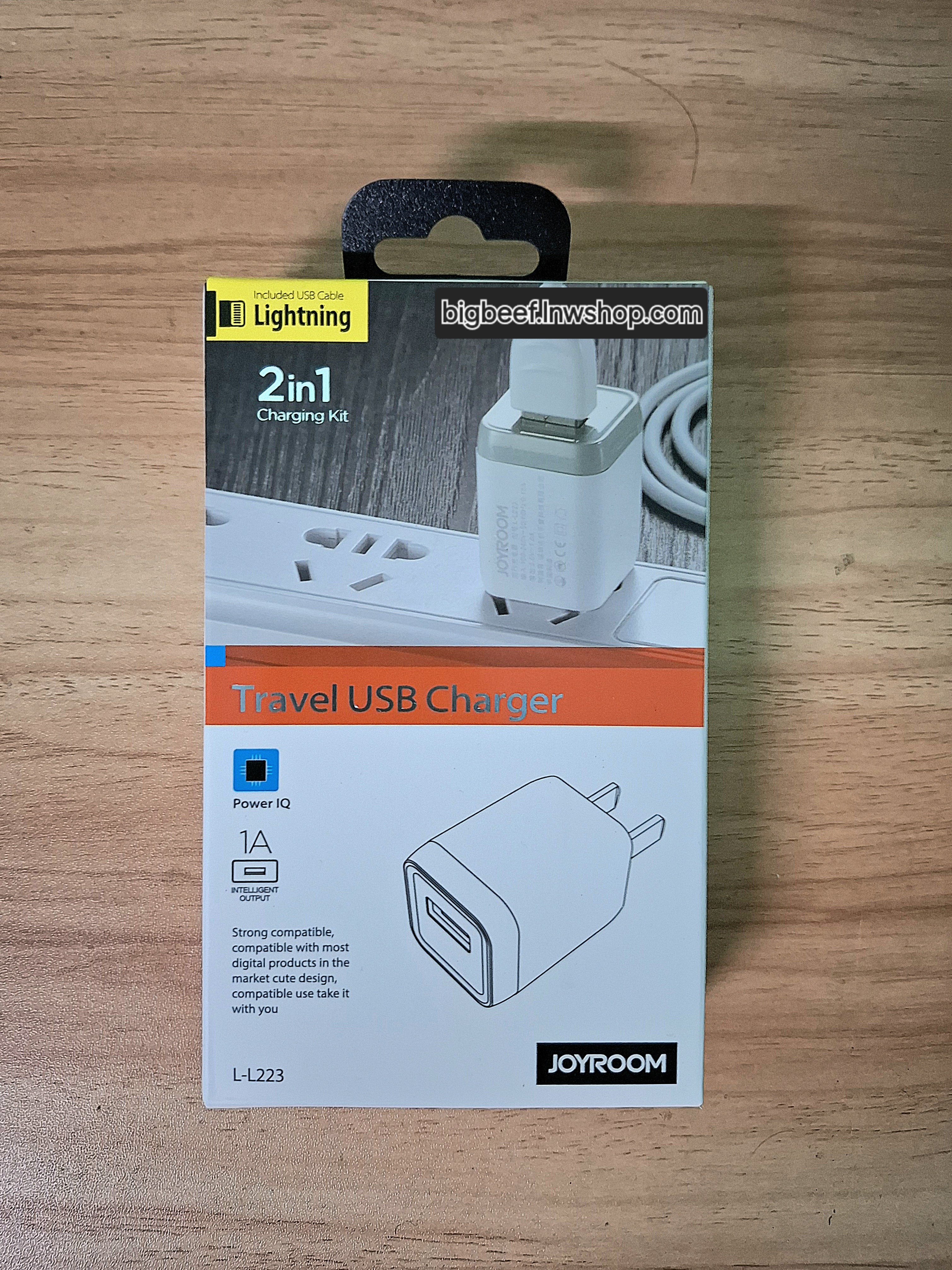 2 in 1 travel charger Joyroom L223 พร้อมสาย Lighting