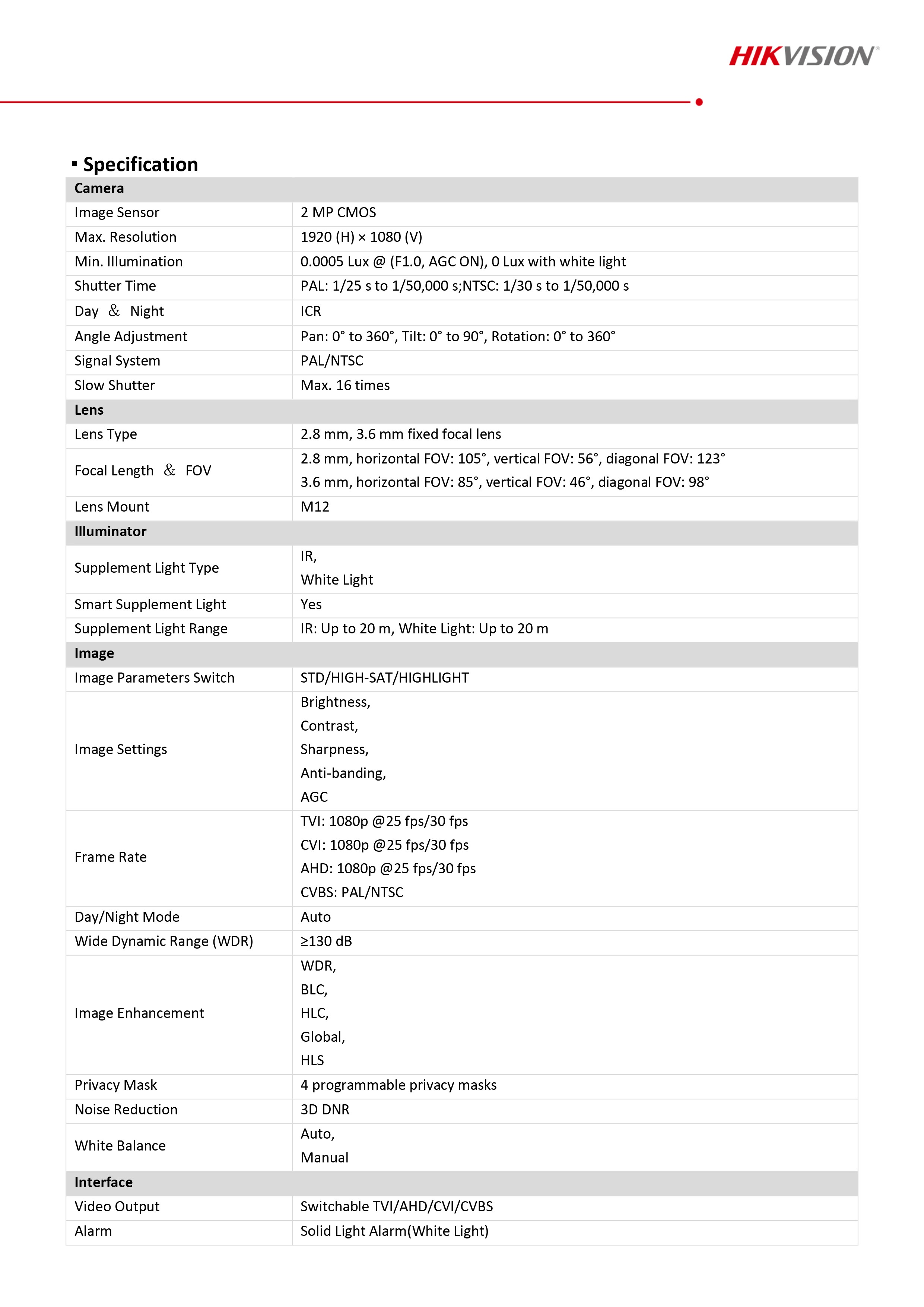 กล้องวงจรปิด Hikvision DS-2CE10DF3T-LFS กล้องวงจรปิดระบบ HD 2 ล้านพิกเซล Colorvu Smart Hybrid Light มีไมค์ในตัว