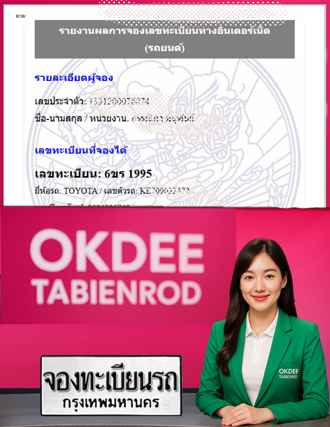 ผลงานจองเลขทะเบียนรถ 6ขร 1995