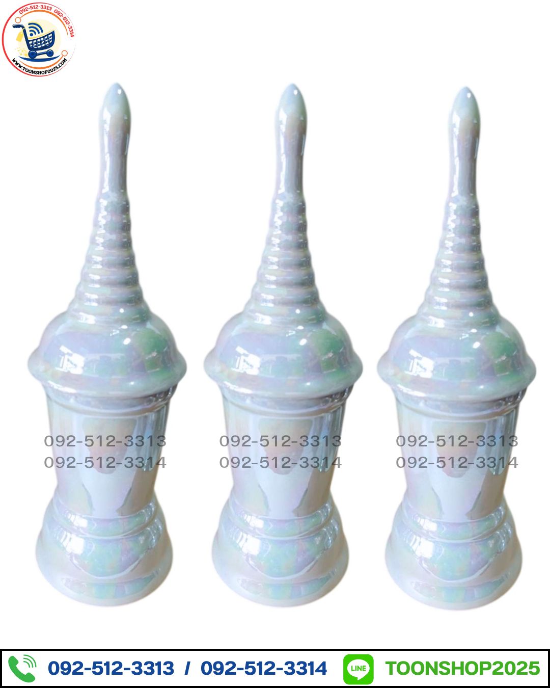 โกศเซรามิก สีขาวมุก (บรรจุ 5 ใบ)