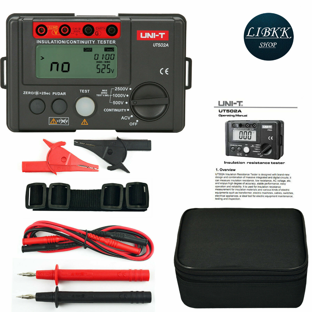 UNI-T ของแท้ UNI-T UT502A เมกะโอมห์มิเตอร์ ดิจิตอล 2500V เครื่องวัดความเป็นฉนวน วัดความต้านทานฉนวน insulation Resistance Teste