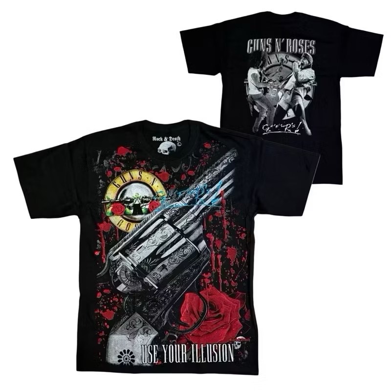 เสื้อวง GUNS N ROSES T-SHIRT ป้าย ROCK&DEATH งาน BOOTLEG MEXICO