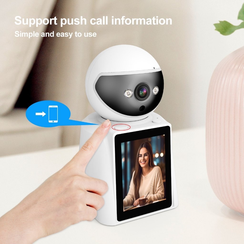 SriHome (FHD)SriHome SH053 วิดีโอคอลกล้องอัจฉริยะกล้องวงจรปิดพร้อมหน้าจอ LCD, แฮงเอาท์วิดีโอ 1 ปุ่ม, ดูโทรศัพท์, เสียงสองทาง