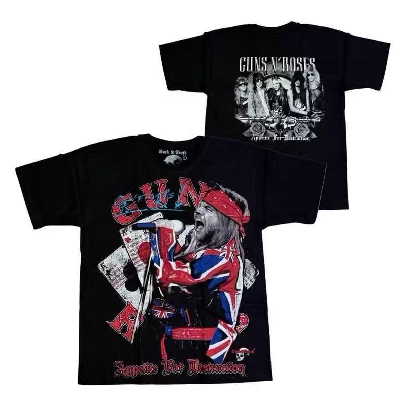 เสื้อวง GUNS N ROSES T-SHIRT ป้าย ROCK&DEATH งาน BOOTLEG MEXICO