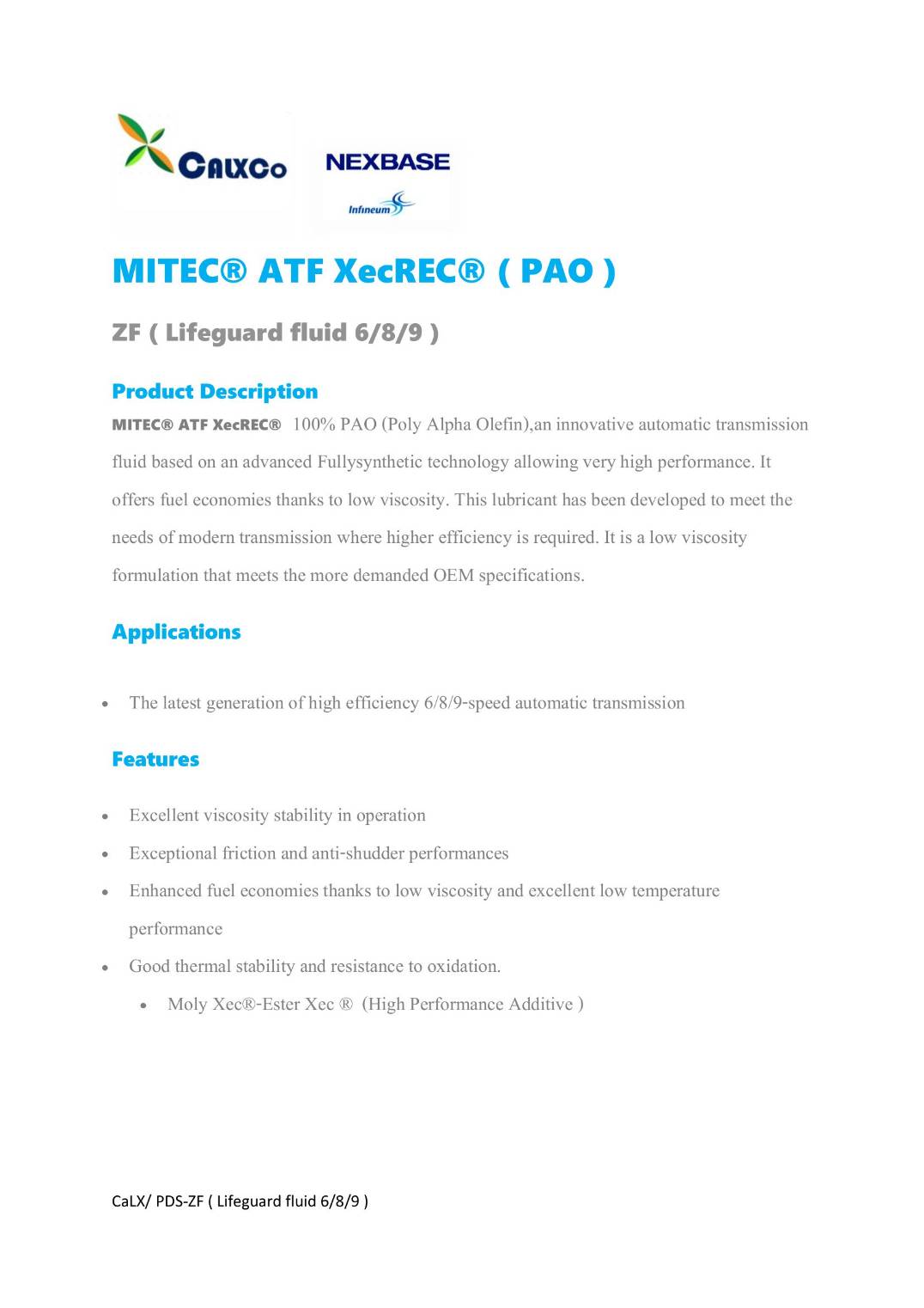 MITEC® ATF XecRec® Plus ( PAO+ ) 20 ลิตร