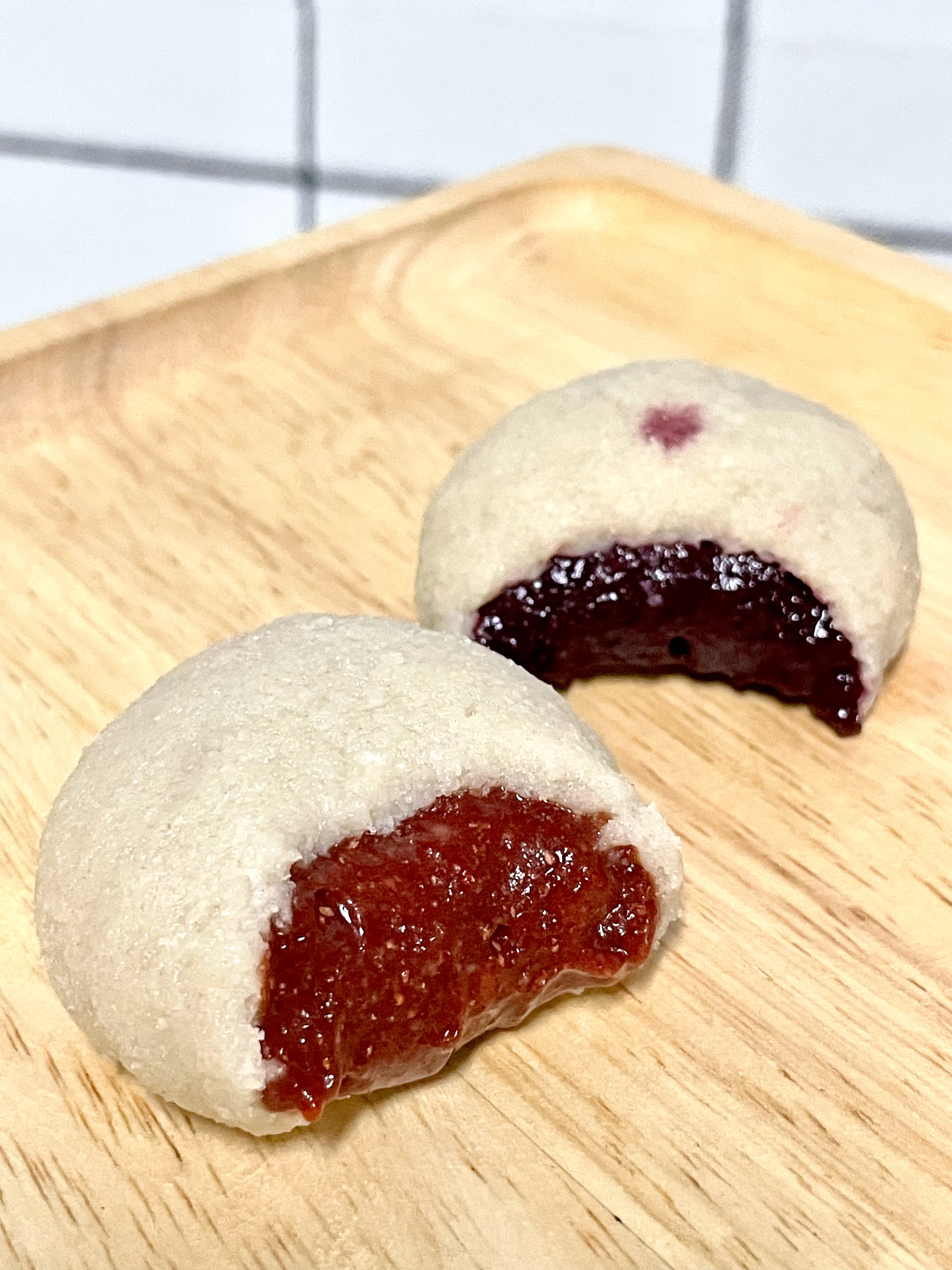 [Daifuku KETO] เจ้าแรก!! ไดฟูกุคีโตสูตรหนึบ ไร้แป้ง ไร้น้ำตาล ไส้บลูเบอร์รี่ + ไส้สตรอเบอร์รี่ วีแกนทานได้ *🚑ขนส่งเย็นเท่านั้น*