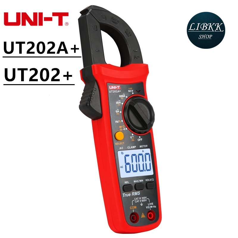 UNI-T UNI-T UT202+ UT202A+ เก็บข้อมูลแรงดันไฟฟ้ากระแสสลับ DC / AC 600A แรงดันกระแสไฟ AC ปัจจุบัน Digital Clamp Me 4.8