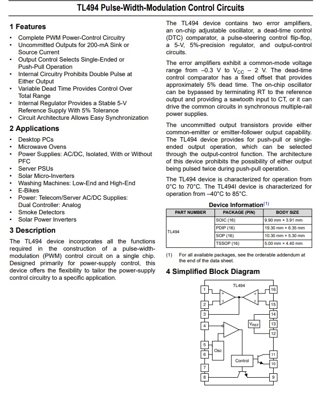 IC TL494 TL494CN TL494CDR ยี่ห้อ Texas แท้