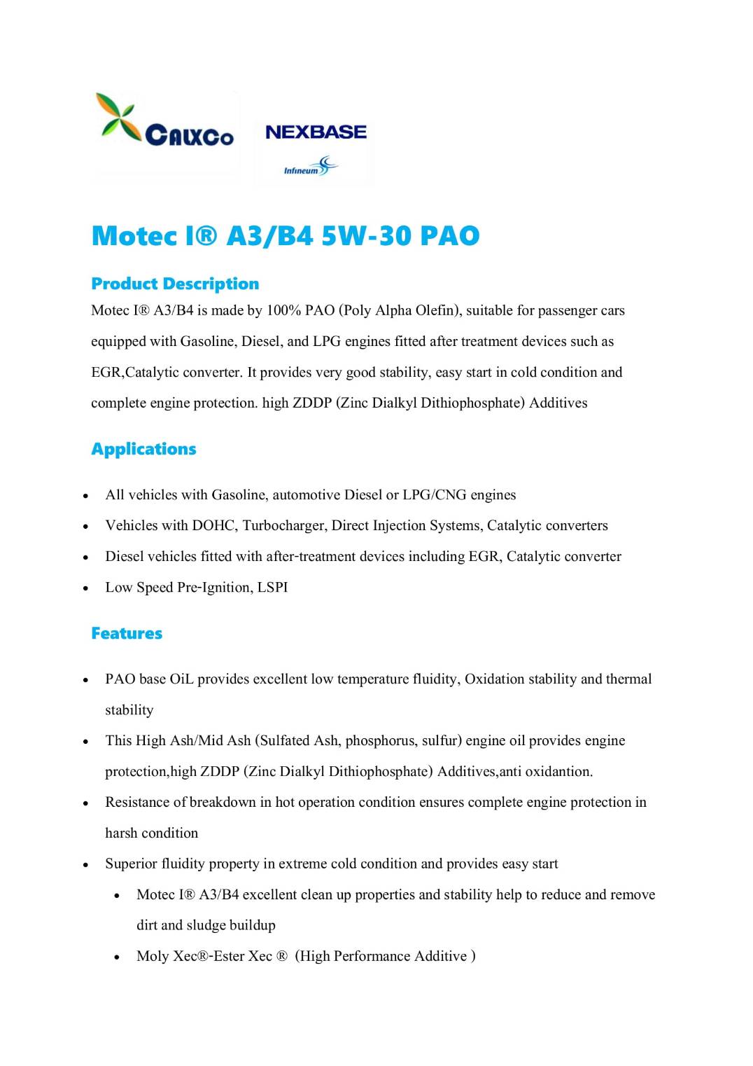 Motec® I 5W-30 ( PAO+) @20 ลิตร