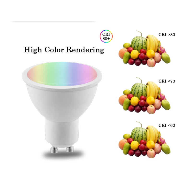 Tuya(ทูย่า) Tuya GU10 220V หลอดไฟอัจฉริยะ LED RGB C+W 5W หรี่แสงได้ ควบคุมผ่านแอปพลิเคชัน