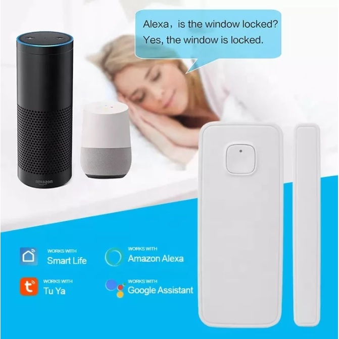 Tuya(ทูย่า) Tuya สมาร์ท Wifiเซ็นเซอร์ประตูหน้าต่างเครื่องตรวจจับ 门窗感应 Smart Life ใช้งานร่วมกับ Alexa Googl