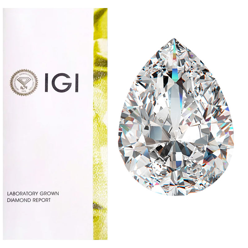 เพชรสังเคราะเพชรแท้ทรงลูกแพร์เพาะเลี้ยงห้องแล็บระดับโลก D VVS2 1 กะรัต