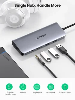 UGREEN (CM179/CM498/CM639) USB-C Hub 10 in 1 20ซม. (15601)