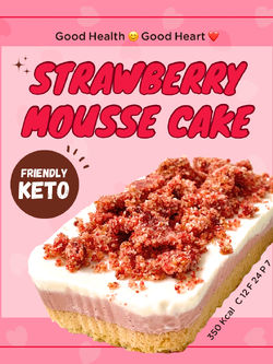 สตรอเบอร์รี่มูสเค้กคีโต Strawberry Mousse Cake [KETO] ไร้แป้ง ไร้น้ำตาล *🚑ขนส่งเย็น/แช่แข็งเท่านั้น*