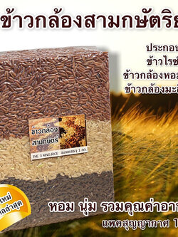 ข้าวกล้องสามกษัตริย์ – ประกอบด้วย ข้าวไรซ์เบอร์รี่ ข้าวกล้องหอมมะลิ ข้าวกล้องมะลิแดง