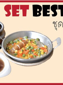 Set Best Seller บักกุ๊ดเต๋+ไข่กระทะ+ก๋วยเตี๋ยวหลอดไส้กุ้ง(จาน)