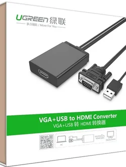 UGREEN 40213 ตัวแปลงสัญญาณภาพ VGA เป็น HDMI พร้อมช่องเสียบเสียง USB