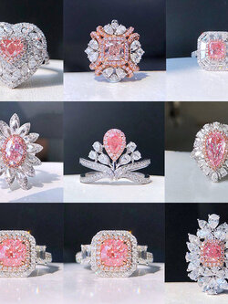 เพชรสังเคราะห์สีชมพูเพาะเลี้ยงโครงสร้างเพชรแท้ ทรงและกะรัตตามสั่ง