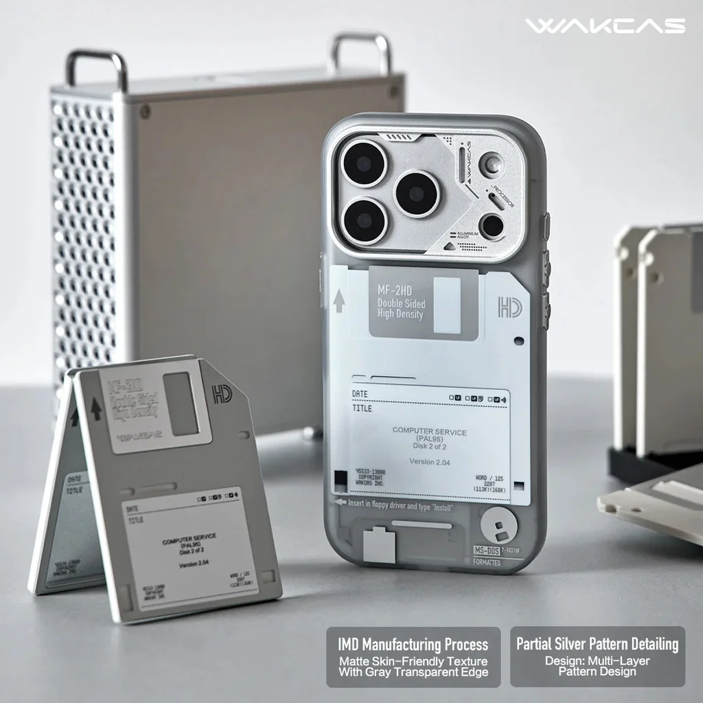 Wakcas Retro Geek Floppy Disk Magnetic เคสสำหรับ iPhone 17 Series และ iPhone 16 Series