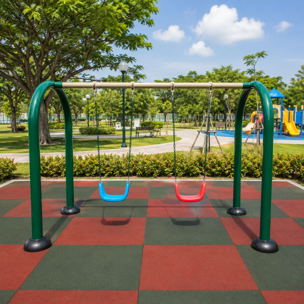 ชิงช้าเด็กกลางแจ้ง 2 ที่นั่ง รุ่นโครงโค้ง (Outdoor Double Swing Set) ชิงช้าเด็กกลางแจ้ง 2 ที่นั่ง รุ่นโครงโค้ง (Outdoor Double Swing Set)