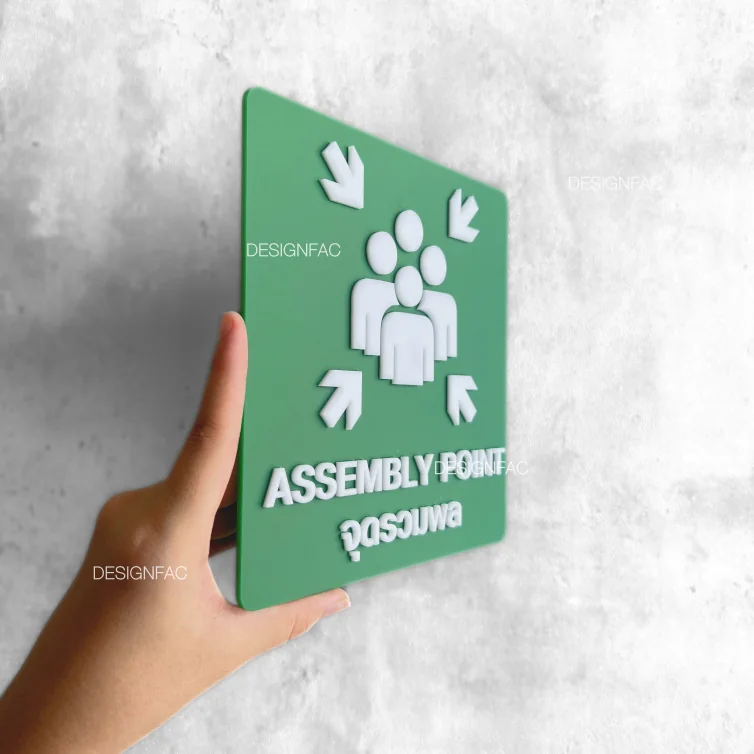 ป้ายจุดรวมพล ASSEMBLY POINT ป้ายความปลอดภัย ป้ายอะคริลิคนูนมีมิติ สไตล์โมเดิร์น มินิมอล, Designfac ป้ายจุดรวมพล ASSEMBLY POINT ป้ายความปลอดภัย ป้ายอะคริลิคนูนมีมิติ สไตล์โมเดิร์น มินิมอล, Designfac