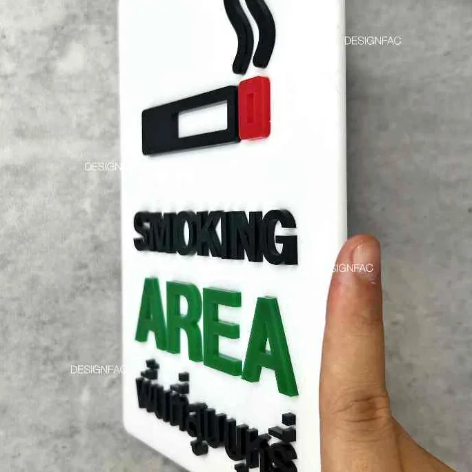ป้ายพื้นที่สูบบุหรี่ SMOKING AREA พร้อมส่ง ป้ายเตือน ป้ายห้าม ป้ายอะคริลิค โมเดิร์นมินิมอล,Designfac