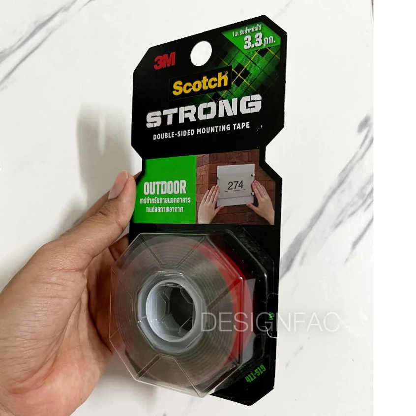 เทปกาว2หน้าติดป้าย SCOTCH STRONG เทปกาวติดกระจก เทปกาวสองหน้าแรงยึดติดสูง 19มม.x1.5ม. สก๊อตช์ 411 เทปกาว2หน้าติดป้าย SCOTCH STRONG เทปกาวติดกระจก เทปกาวสองหน้าแรงยึดติดสูง 19มม.x1.5ม. สก๊อตช์ 411