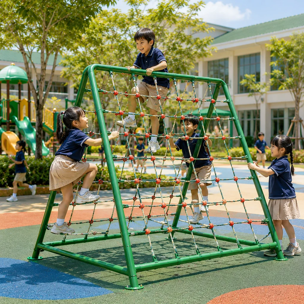 เครื่องเล่นปีนป่ายเชือกทรง A-Frame เครื่องเล่นปีนป่ายเชือกทรง A-Frame