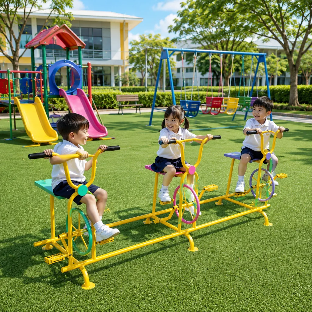 เครื่องปั่นจักรยานเด็ก 3 ที่นั่ง รุ่น Triple Fun Cycle – Thai Playground เครื่องปั่นจักรยานเด็ก 3 ที่นั่ง รุ่น Triple Fun Cycle – Thai Playground