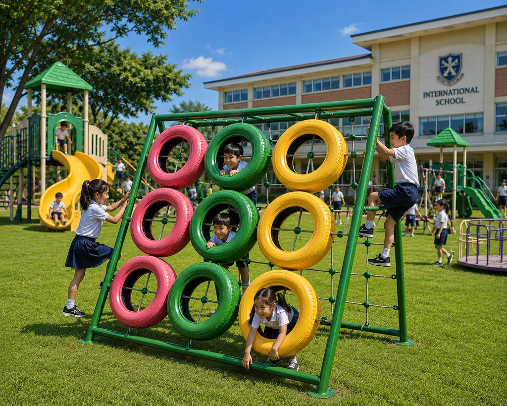 เครื่องเล่นปีนป่ายยางรถยนต์ (Tire Climbing Challenge)