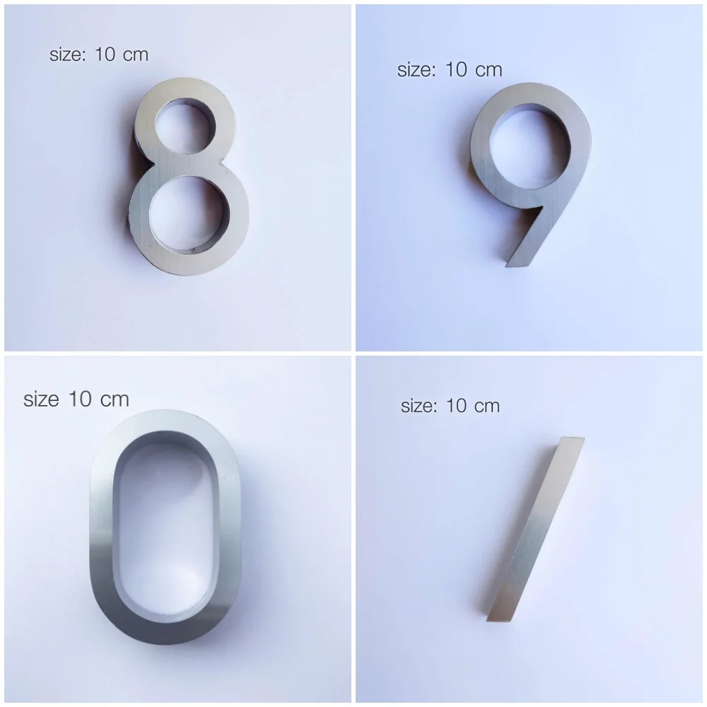 ป้ายบ้านเลขที่ ป้ายเลขบ้านสแตนเลส สูง10cm นูน1.5cm ป้ายโมเดิร์นมินิมอลไม่เป็นสนิม ป้ายโลหะ Designfac