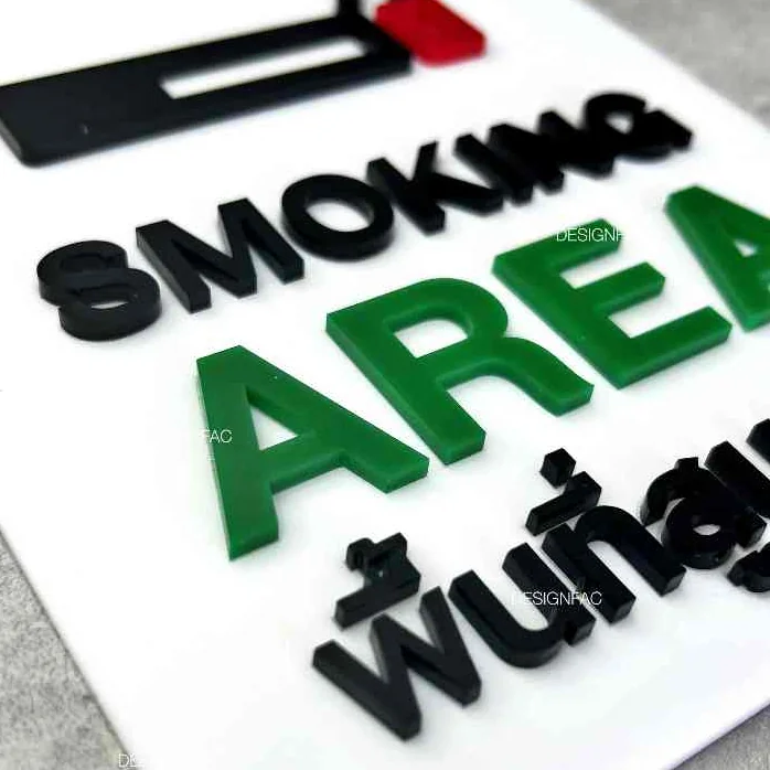 ป้ายพื้นที่สูบบุหรี่ SMOKING AREA พร้อมส่ง ป้ายเตือน ป้ายห้าม ป้ายอะคริลิค โมเดิร์นมินิมอล,Designfac