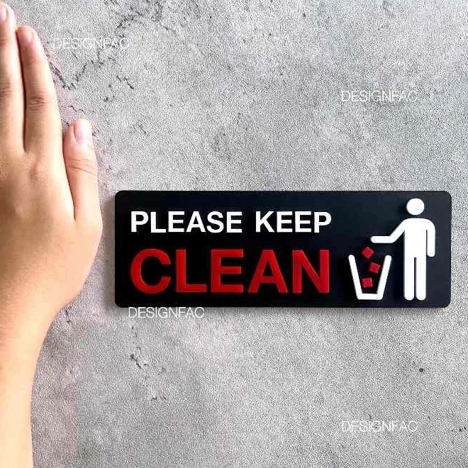 ป้ายโปรดรักษาความสะอาด PLEASE KEEP CLEAN ป้ายห้าม ป้ายอะคริลิค ป้ายสไตล์โมเดิร์น มินิมอล,Designfac ป้ายโปรดรักษาความสะอาด PLEASE KEEP CLEAN ป้ายห้าม ป้ายอะคริลิค ป้ายสไตล์โมเดิร์น มินิมอล,Designfac