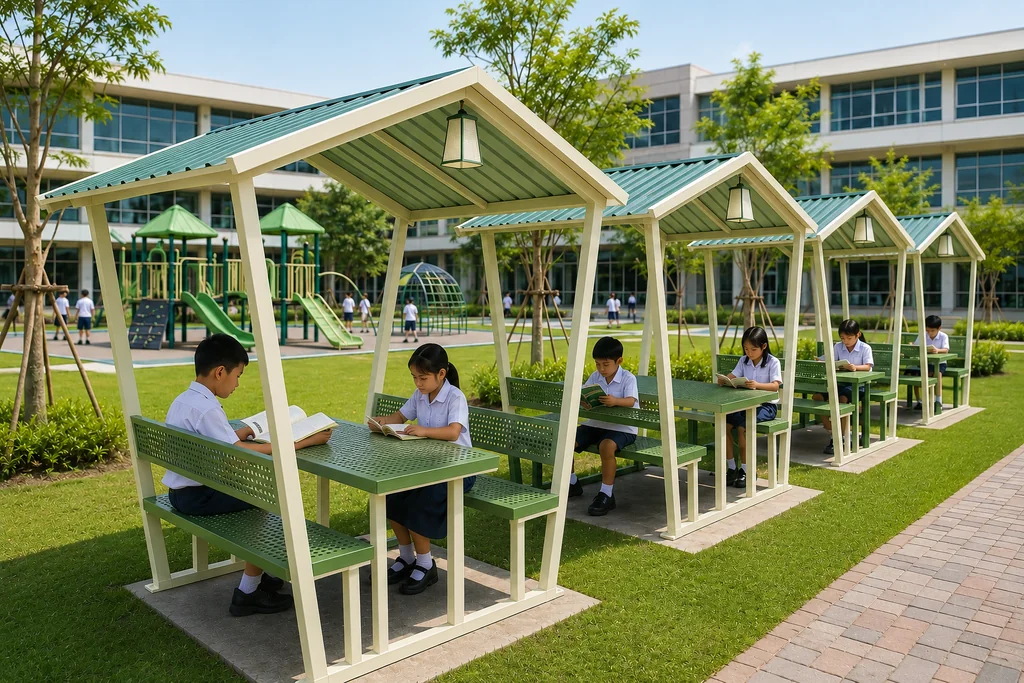 ชุดซุ้มโต๊ะอ่านหนังสือกลางแจ้ง รุ่น Pavilion Study Hub ชุดซุ้มโต๊ะอ่านหนังสือกลางแจ้ง รุ่น Pavilion Study Hub