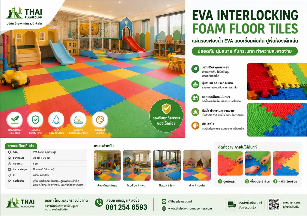 แผ่นรองพื้นโฟม EVA แบบจิ๊กซอว์ 30 × 30 ซม. (12 แผ่น/ชุด) แผ่นรองพื้นโฟม EVA แบบจิ๊กซอว์ 30 × 30 ซม. (12 แผ่น/ชุด)