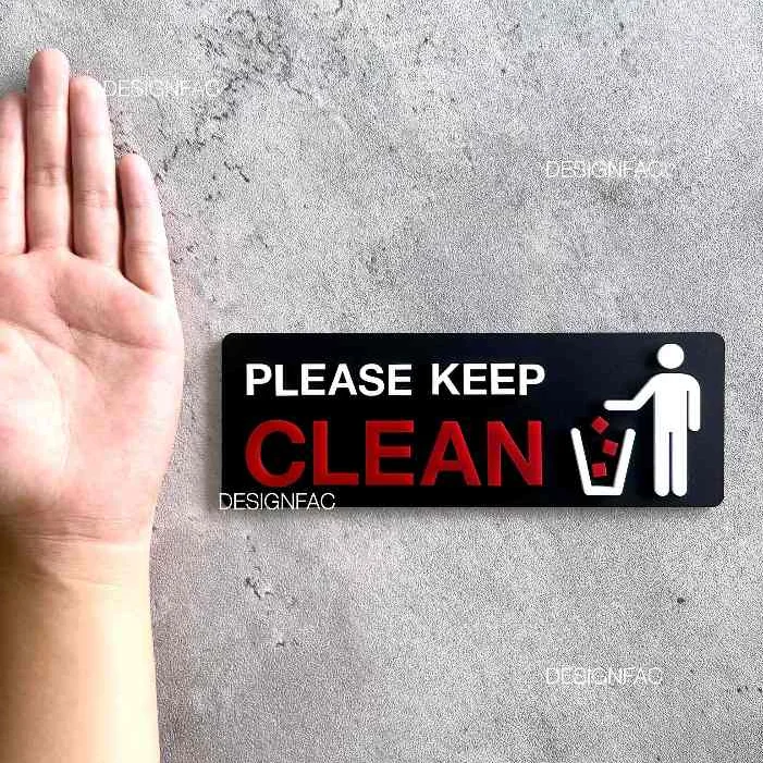 ป้ายโปรดรักษาความสะอาด PLEASE KEEP CLEAN ป้ายห้าม ป้ายอะคริลิค ป้ายสไตล์โมเดิร์น มินิมอล,Designfac ป้ายโปรดรักษาความสะอาด PLEASE KEEP CLEAN ป้ายห้าม ป้ายอะคริลิค ป้ายสไตล์โมเดิร์น มินิมอล,Designfac
