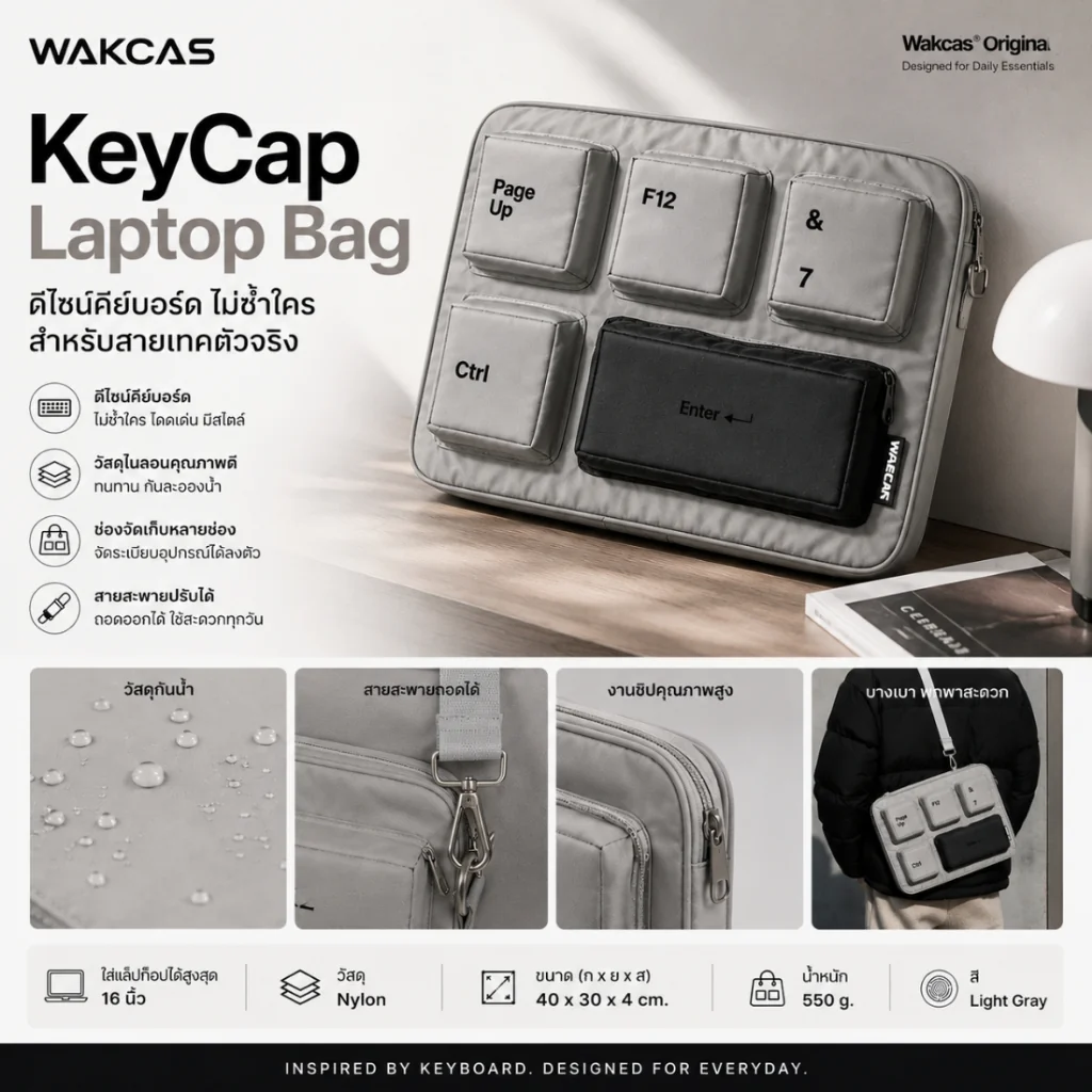 WAKCAS KeyCap Laptop Bag กระเป๋าโน้ตบุ๊ก 16 นิ้ว Laptop Sleeve กันละอองน้ำ ใส่ MacBook Laptop WAKCAS KeyCap Laptop Bag กระเป๋าโน้ตบุ๊ก 16 นิ้ว Laptop Sleeve กันละอองน้ำ ใส่ MacBook Laptop