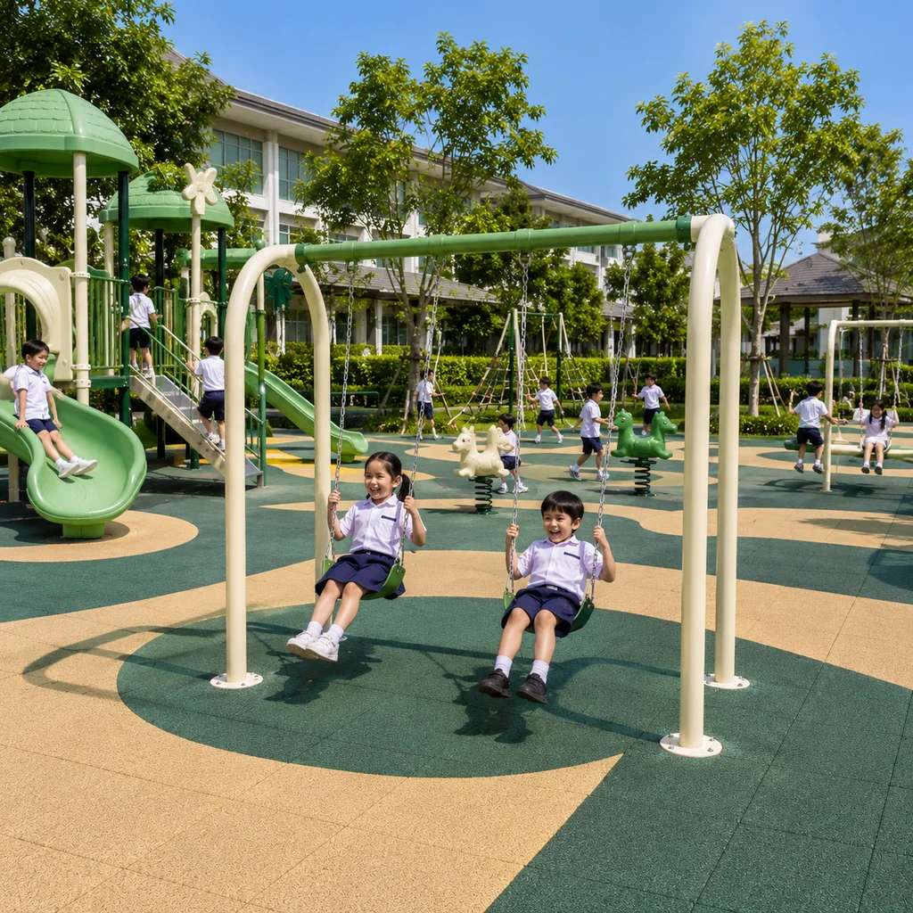 ชิงช้าเด็กกลางแจ้งโครงเหล็ก 2 ที่นั่ง รุ่น Green Arch ชิงช้าเด็กกลางแจ้งโครงเหล็ก 2 ที่นั่ง รุ่น Green Arch