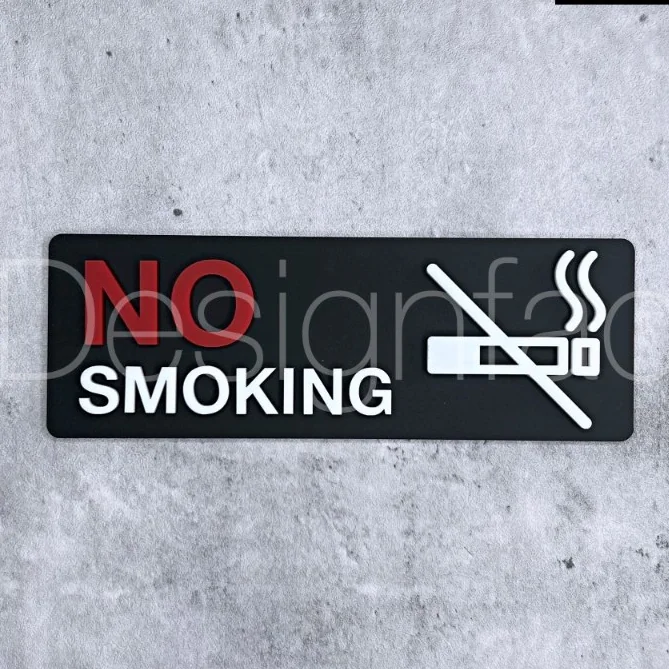 ป้ายห้ามสูบคาดขาว NO SMOKING ป้ายสัญลักษณ์ห้าม ป้ายเตือน สไตล์โมเดิร์น ลอฟท์ มินิมอล,Designfac