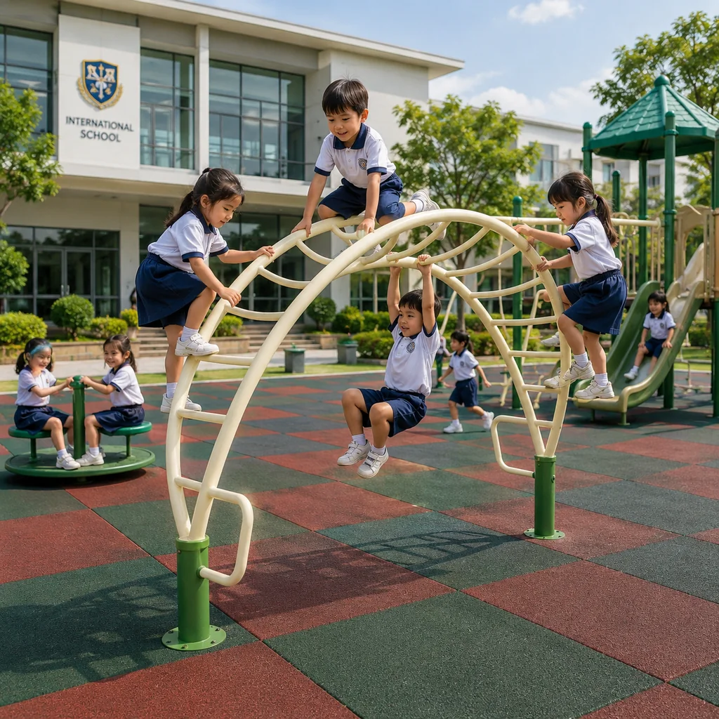 โดมปีนป่ายโค้งเด็กกลางแจ้ง รุ่น Adventure Climbing Arch – สีครีม/เขียว โดมปีนป่ายโค้งเด็กกลางแจ้ง รุ่น Adventure Climbing Arch – สีครีม/เขียว