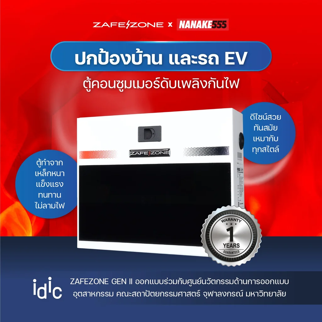 ชุดเหมาคู่สู้ไฟไหม้ แท่งดับเพลิงอัตโนมัติ ZAFEZONE AUTO GUARD + ตู้คอนซูมเมอร์กันไฟ ZAFEZONE GEN II