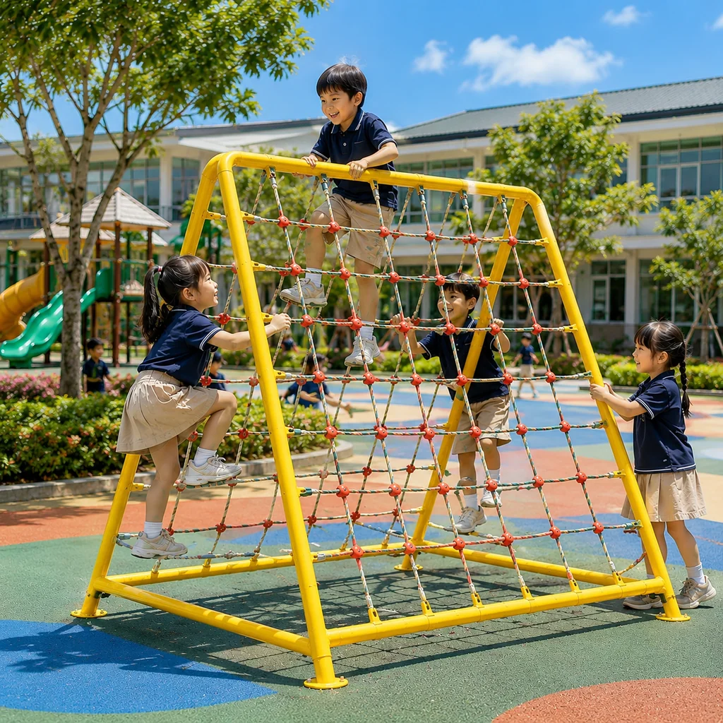เครื่องเล่นปีนป่ายเชือกทรง A-Frame เครื่องเล่นปีนป่ายเชือกทรง A-Frame