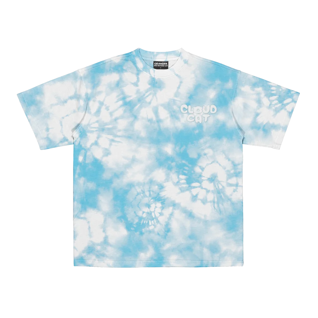 Blue Tie-Dye Oversized T-Shirt: ปู่ก้อนเมฆ