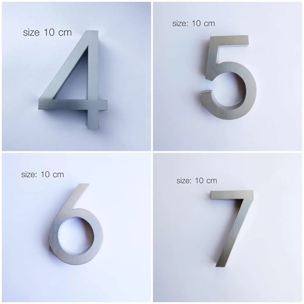 ป้ายบ้านเลขที่ ป้ายเลขบ้านสแตนเลส สูง10cm นูน1.5cm ป้ายโมเดิร์นมินิมอลไม่เป็นสนิม ป้ายโลหะ Designfac