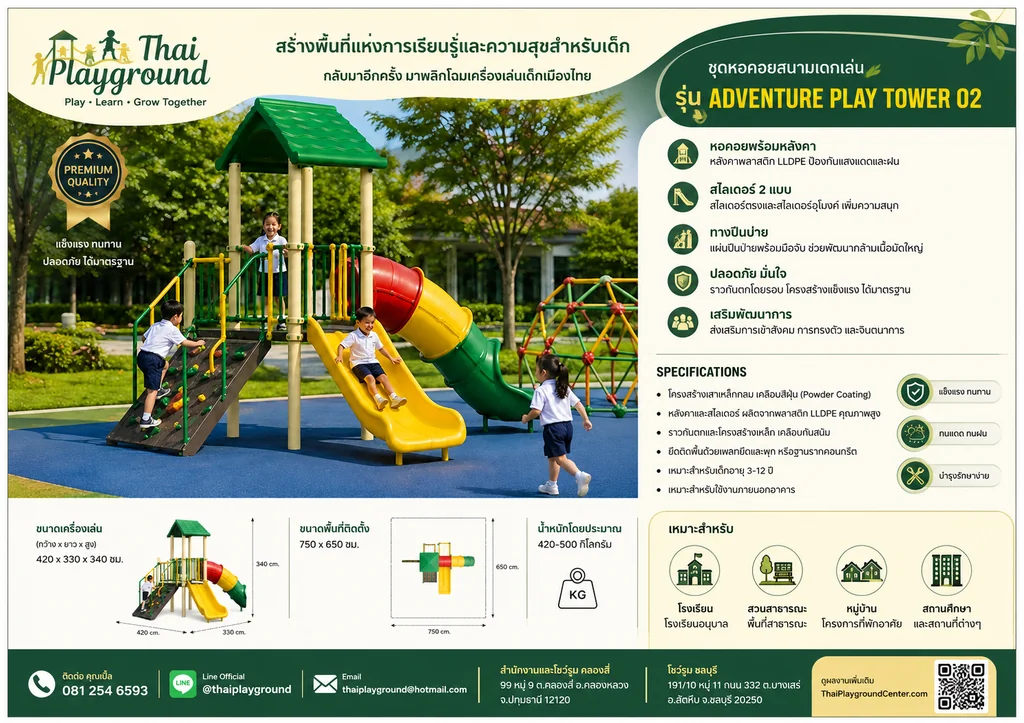 ชุดหอคอยสนามเด็กเล่น รุ่น Adventure Play Tower 02 ชุดหอคอยสนามเด็กเล่น รุ่น Adventure Play Tower 02