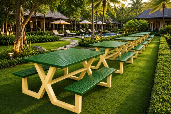 ชุดโต๊ะปิกนิกเหล็กปั๊มรู รุ่น TP Picnic Resort X-150 image 3 ชุดโต๊ะปิกนิกเหล็กปั๊มรู รุ่น TP Picnic Resort X-150 image 3