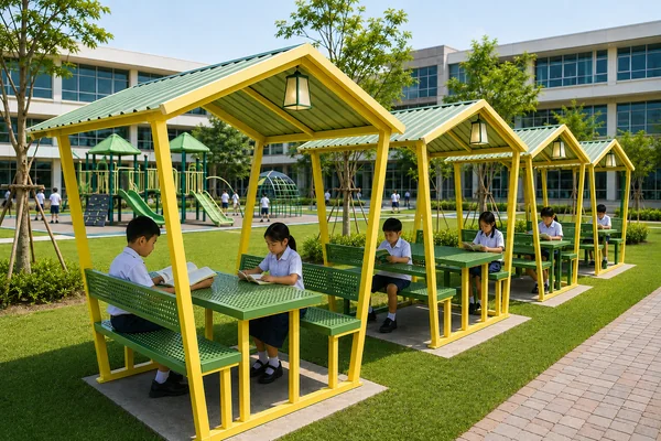ชุดซุ้มโต๊ะอ่านหนังสือกลางแจ้ง รุ่น Pavilion Study Hub image 2 ชุดซุ้มโต๊ะอ่านหนังสือกลางแจ้ง รุ่น Pavilion Study Hub image 2